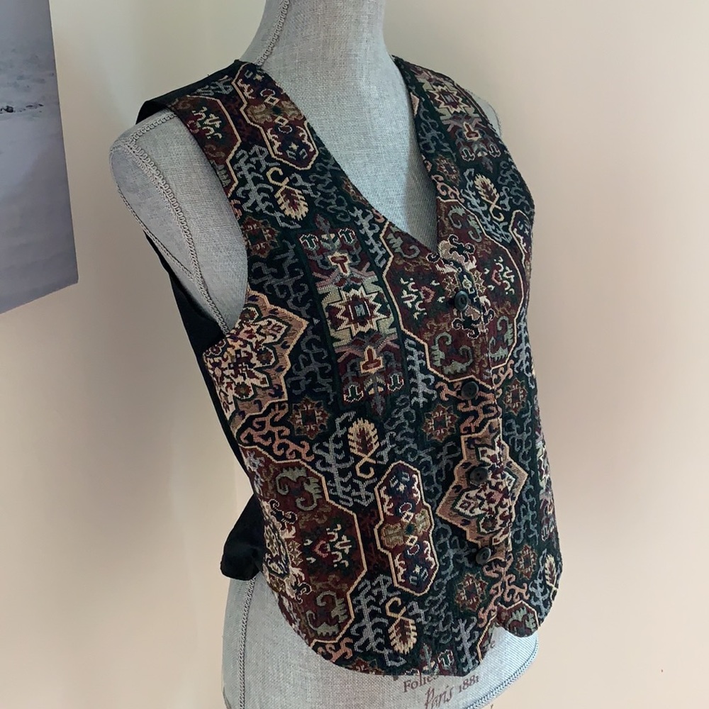 Vintage 1990s Traditions paisley vest waist cost - Picture 4 of 7